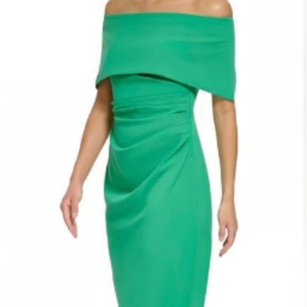 Vince Camuto Green Off-Shoulder Sheath Dress - Picture 1 of 6